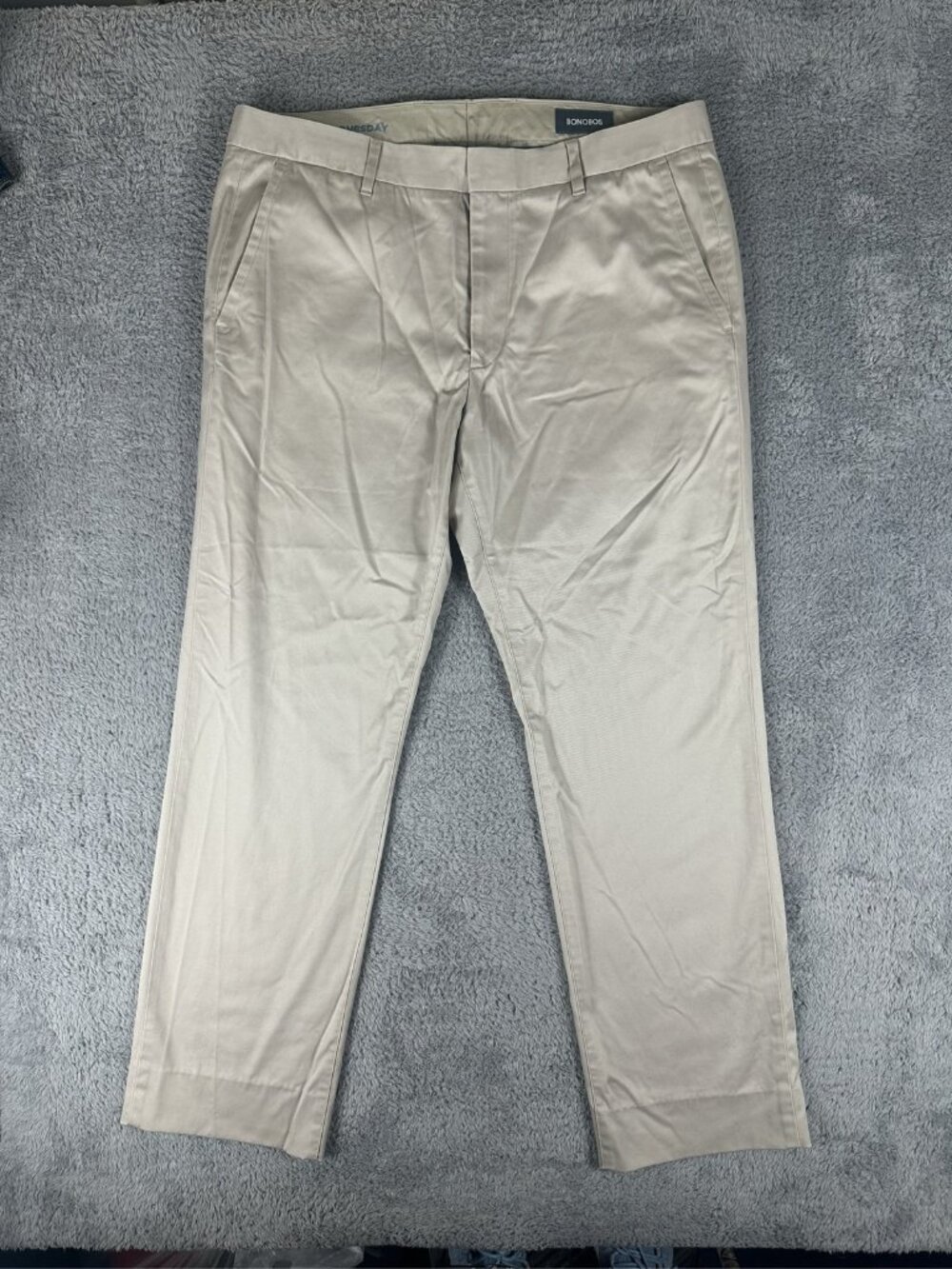 Bonobos Wednesday Chino Pants Mens 34 Beige Stretch Flat Front